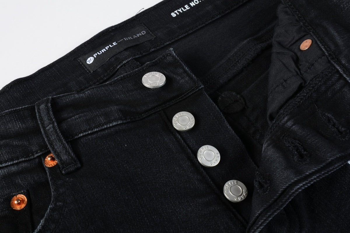Men's Streetwear Slim Fit Distressed Black Damaged Holes Stretch Ripped Jeans