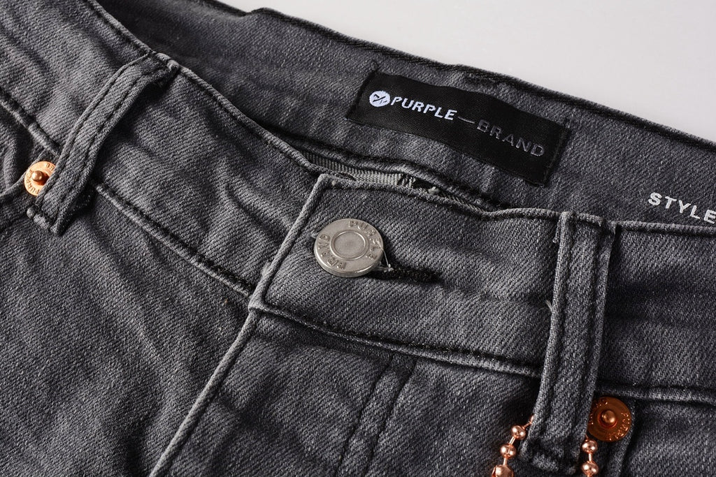 Men's Slim Fit Distressed Gray Damaged Holes Graffiti Stretch Ripped Jeans