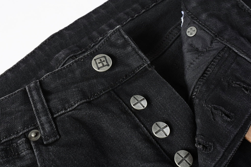 Men's Black Distressed Skinny Jeans - Ripped Stretch Denim Pants