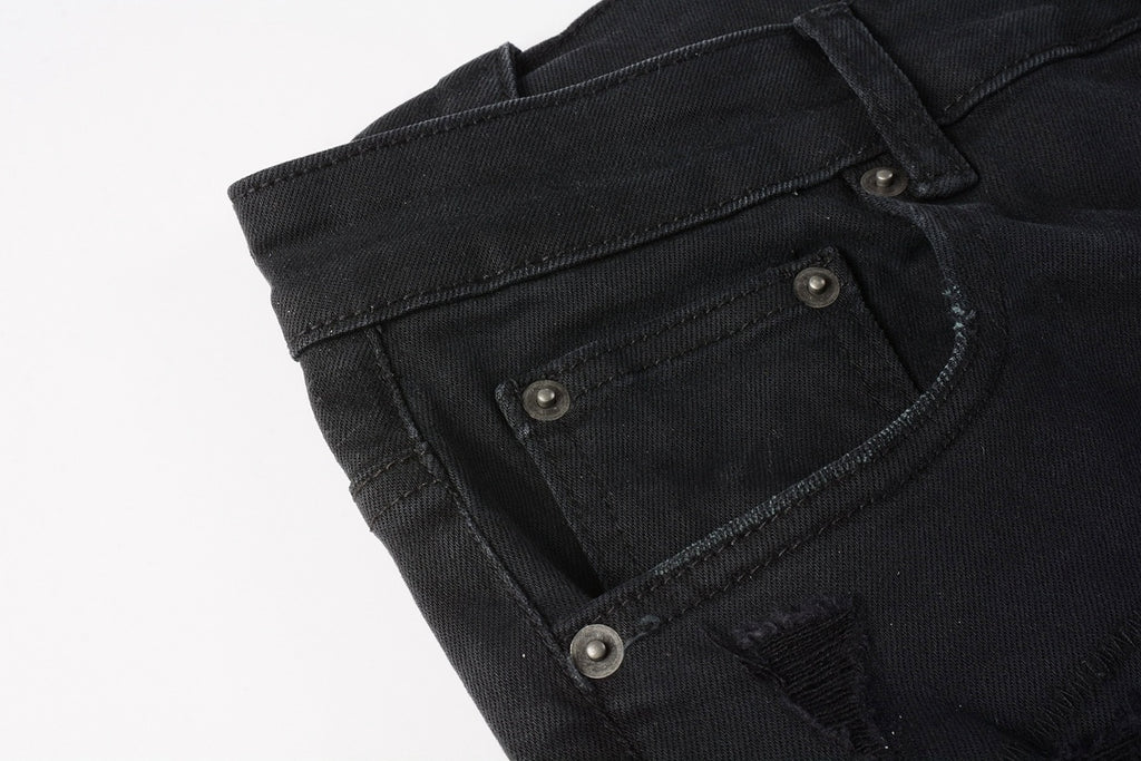 Men's Black Subtle Distressed Skinny Jeans - Stretch Denim Pants