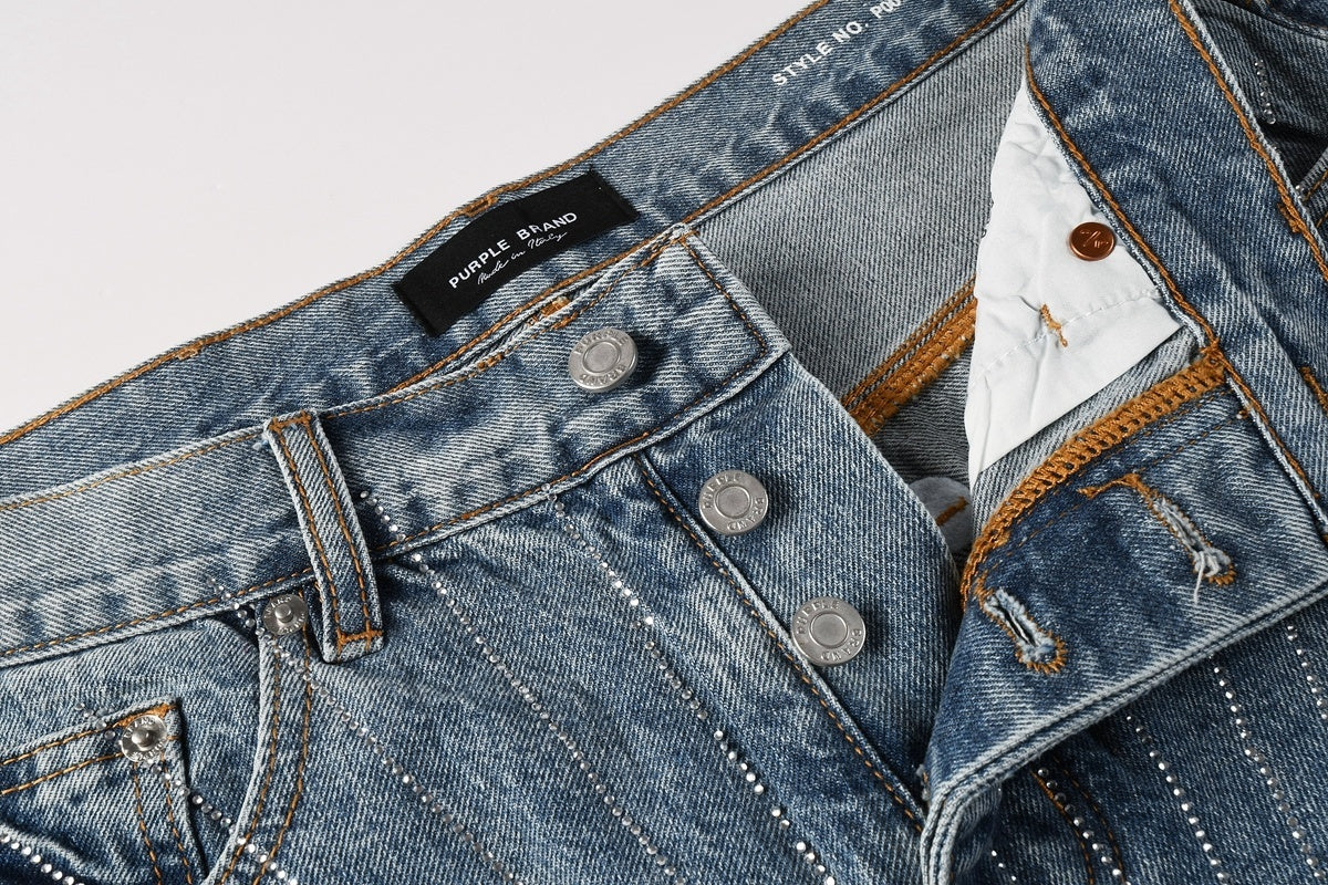 Men's Distressed Washed Blue Baggy Denim Shorts with Stretch Fit
