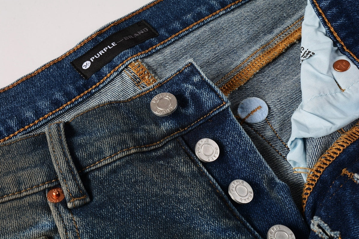 Men's High Street Distressed Blue Painted Dirty Slim Fit Ripped Jeans