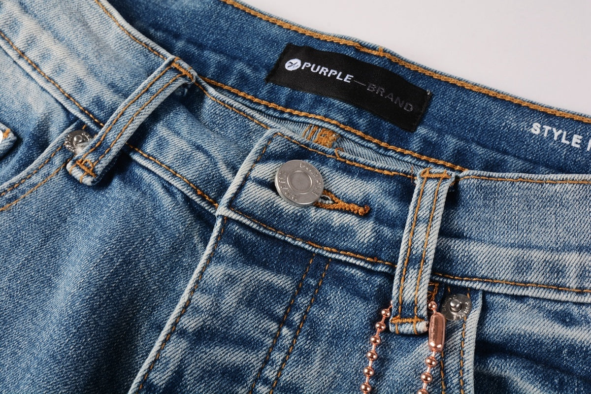 Men's Slim Fit High Street Distressed Blue Stretch Ripped Jeans