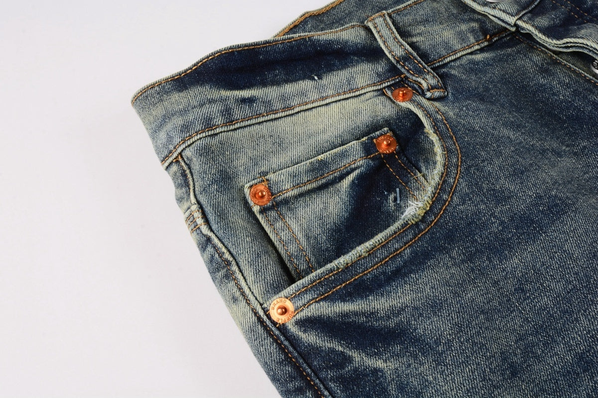 Men's Slim Fit High Street Distressed Blue Stretch Jeans