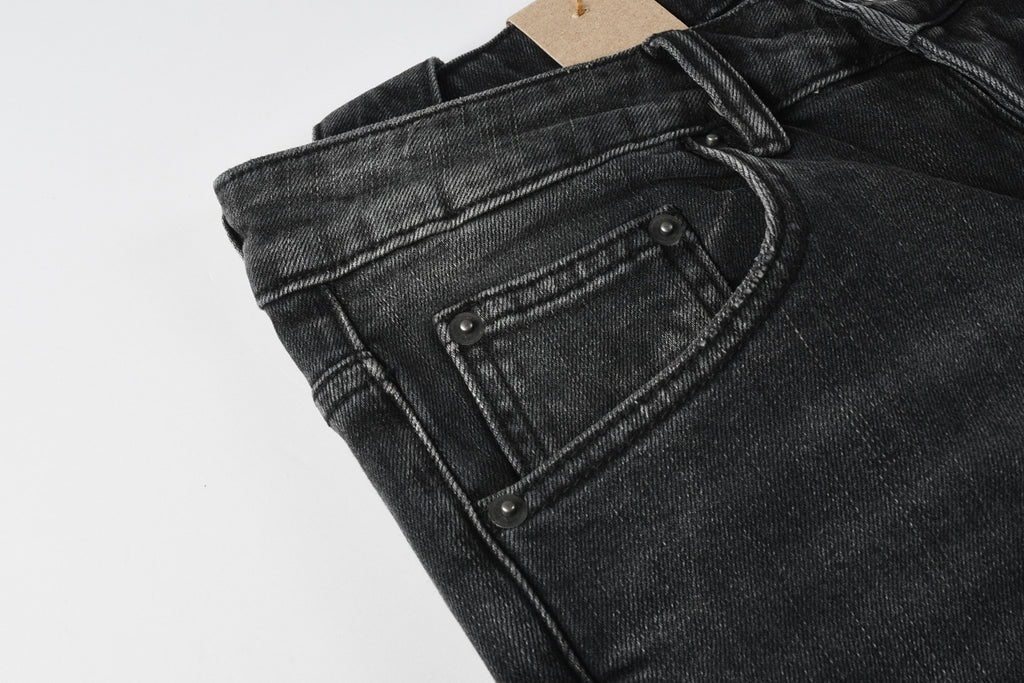 Men’s Black Washed Skinny Jeans - Knee Ripped Streetwear Denim