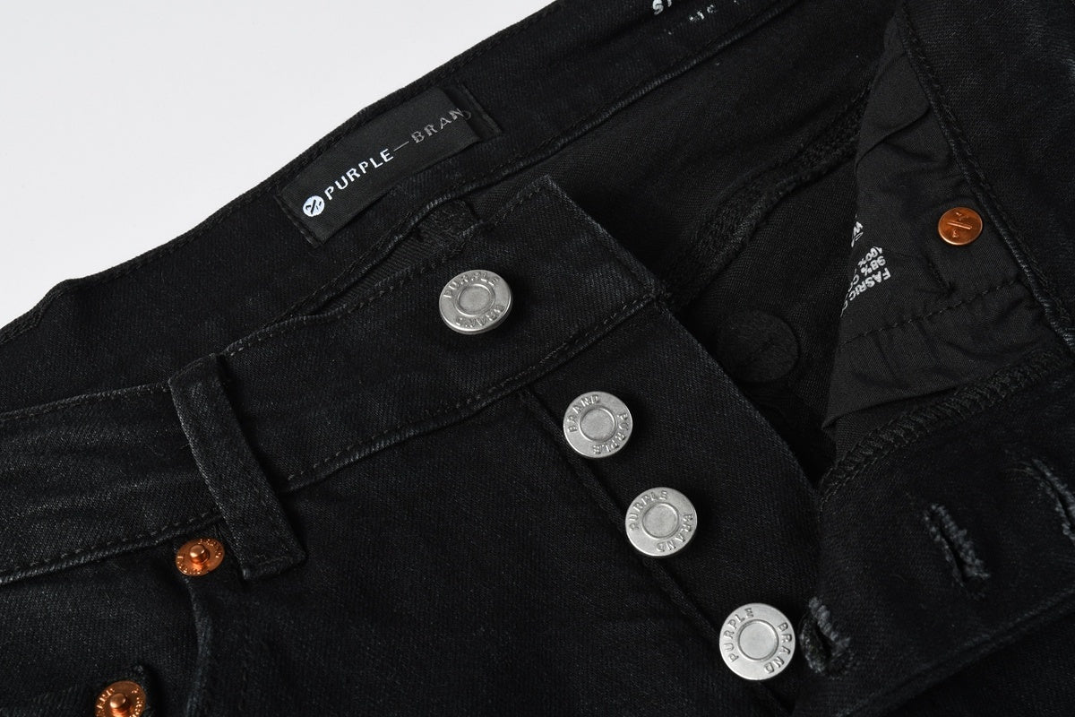 Men's Distressed Dark Black Skinny Jeans with Graffiti & Spray Paint Design & Ripped Holes