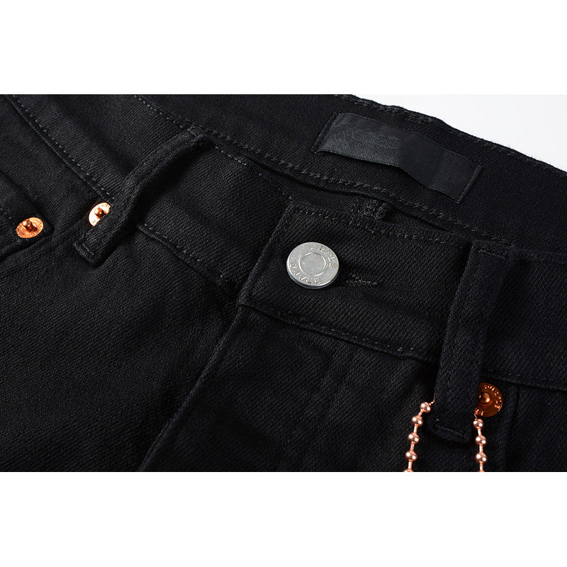 Men's Distressed Slim Fit Black Ripped Jeans