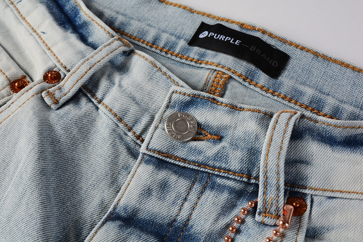 Men's High Street Washed Light Blue Distressed Damaged Holes Ripped Jeans