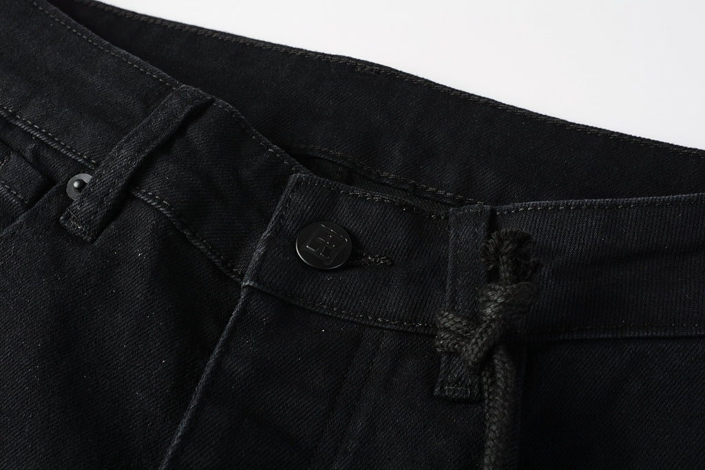 Men's Solid Black Slim-Fit Stretch Jeans - Premium Denim Pants