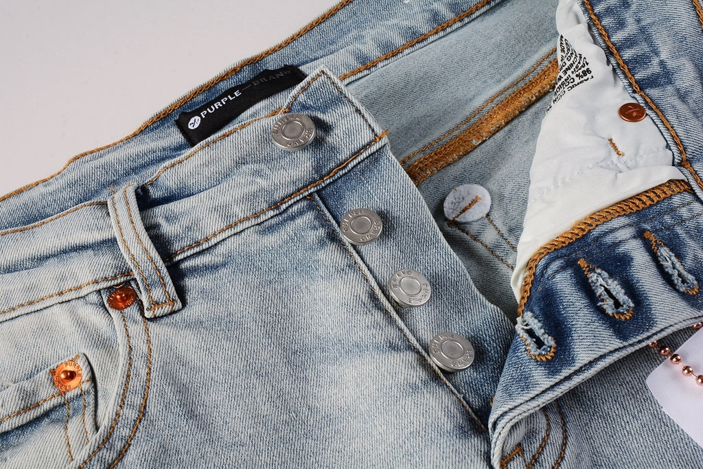 Men’s Slim Fit Light Blue Distressed Stretch Denim