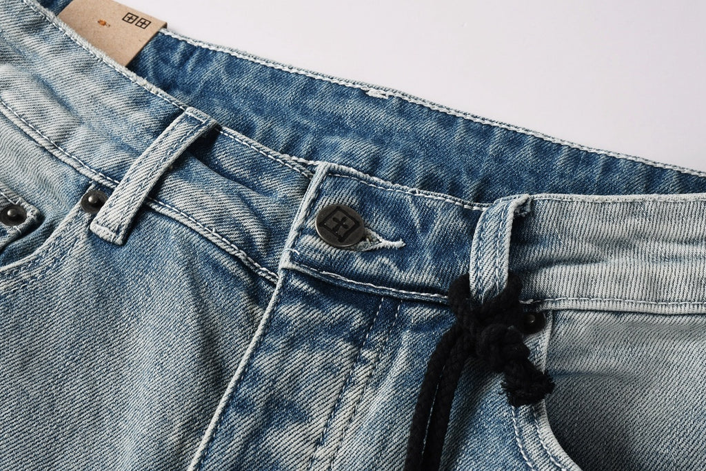 Men's Light Wash Slim Skinny Jeans - Vintage Streetwear Denim
