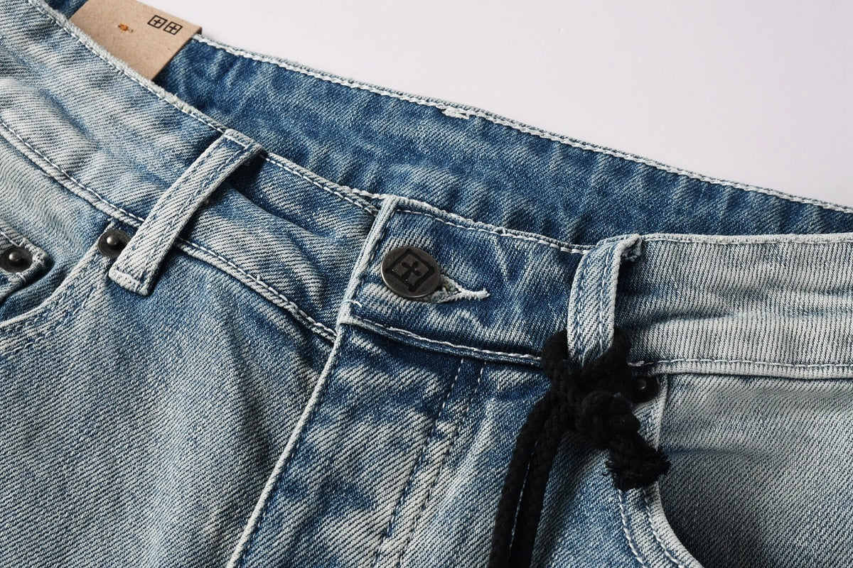 Men's Light Wash Slim Skinny Jeans - Vintage Streetwear Denim