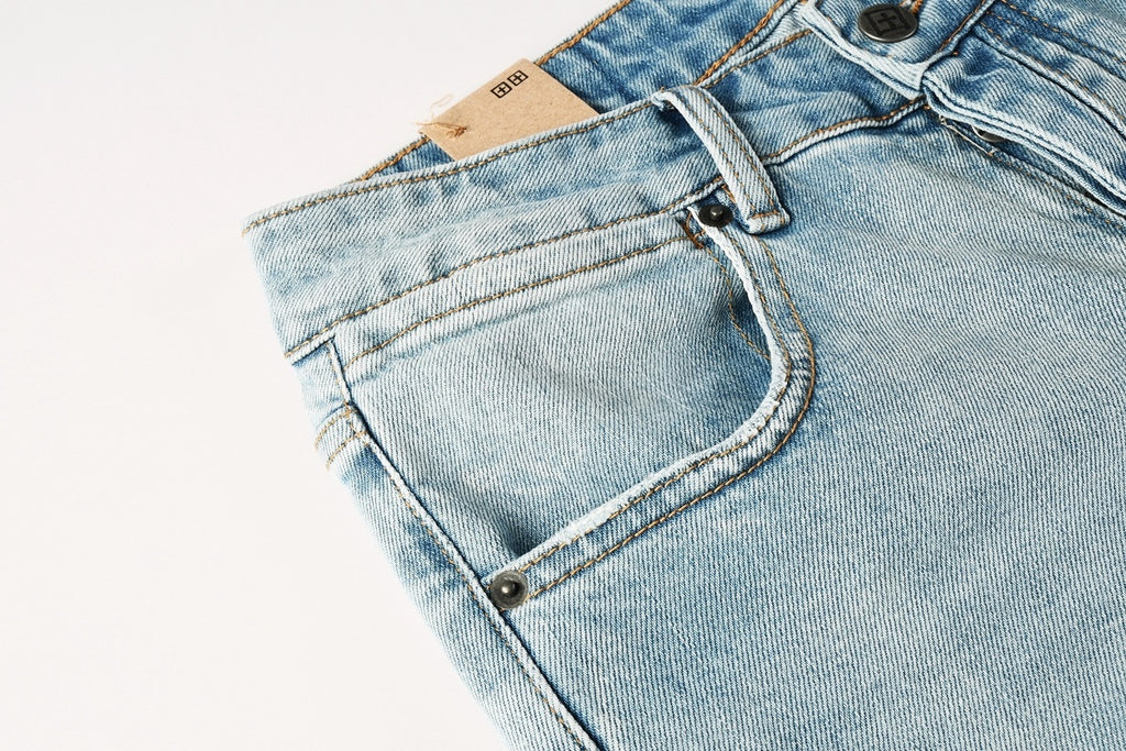 Men's Light Wash Distressed Skinny Jeans - Slim Streetwear Denim