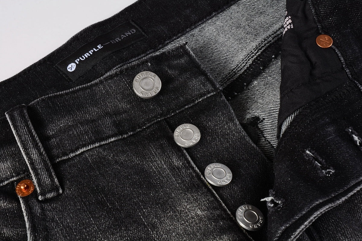 Men's High Street Distressed Gray Damaged Holes Spray Painted Stretch Slim Fit Ripped Jeans