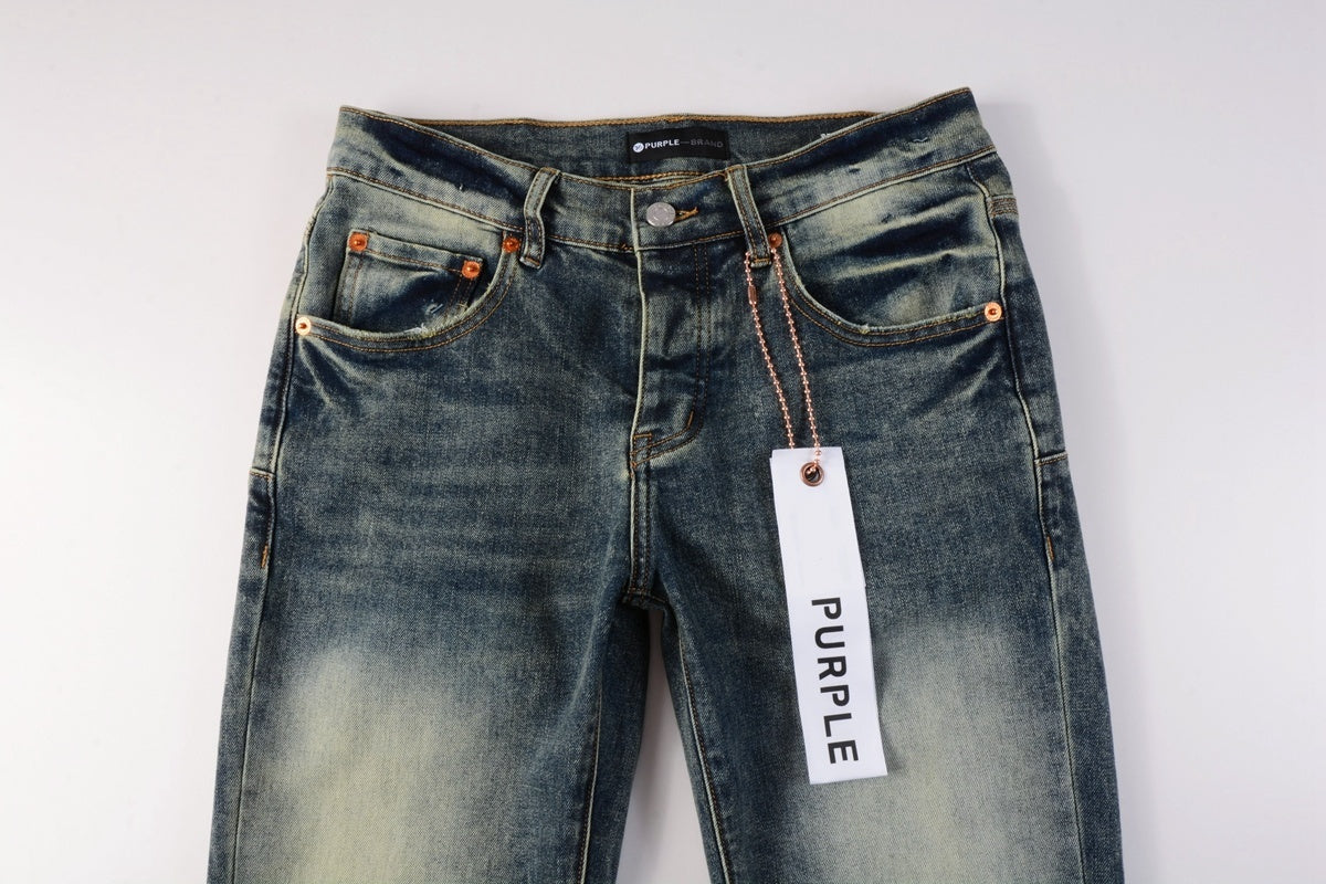 Men's Slim Fit High Street Distressed Blue Stretch Jeans