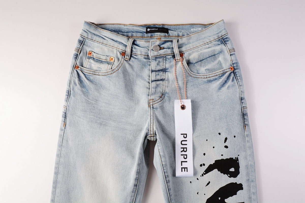 Men’s Slim Fit Light Blue Distressed Stretch Denim