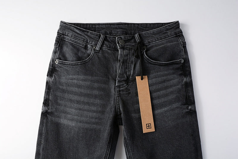 Men’s Ksubi Style Faded Black Washed Slim Fit Skinny Denim Jeans Streetwear