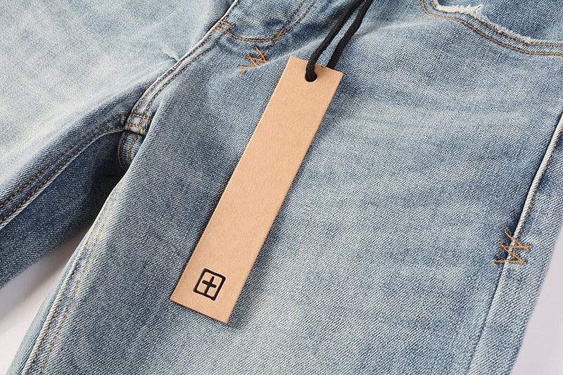 Men's Light Wash Ksubi-Inspired Graffiti Skinny Jeans - Slim Denim Pants