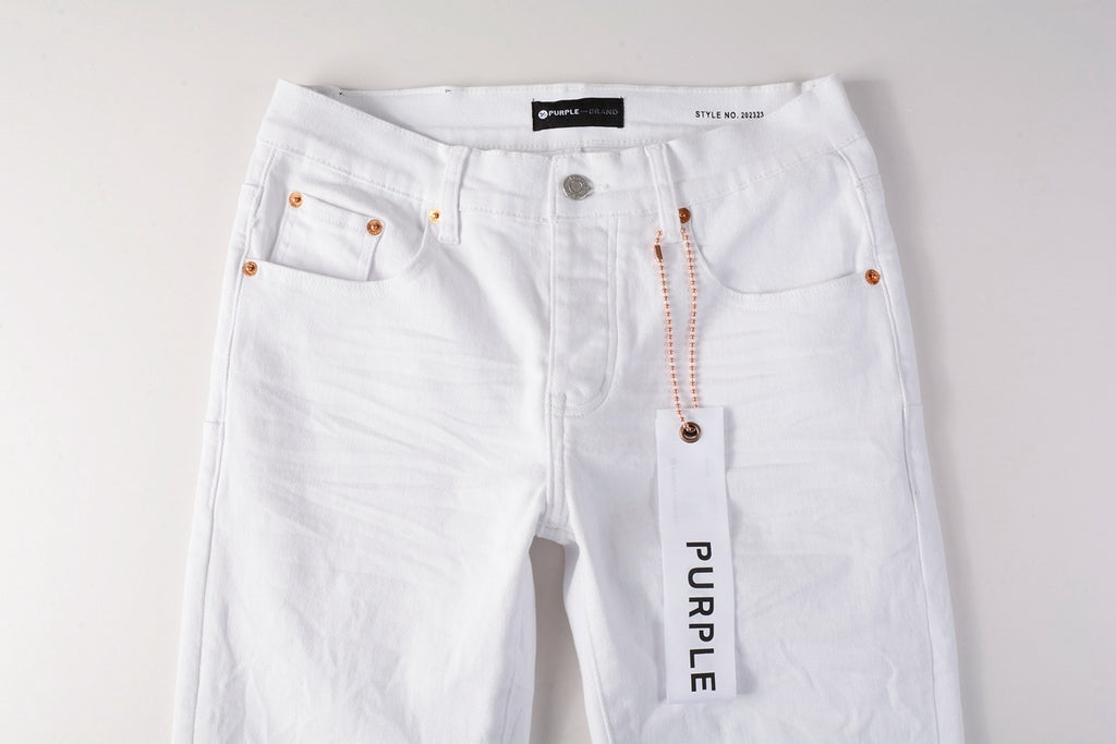 Men’s White Slim Fit Ripped Street Style Distressed Denim Jeans