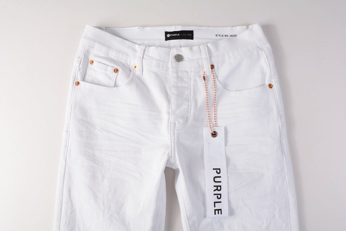 Men’s White Slim Fit Ripped Street Style Distressed Denim Jeans
