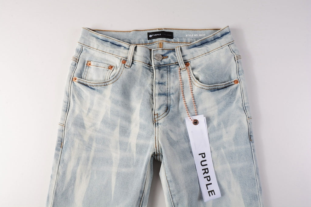 Men's High Street Distressed Washed Light Blue Stretch Slim Fit Ripped Jeans