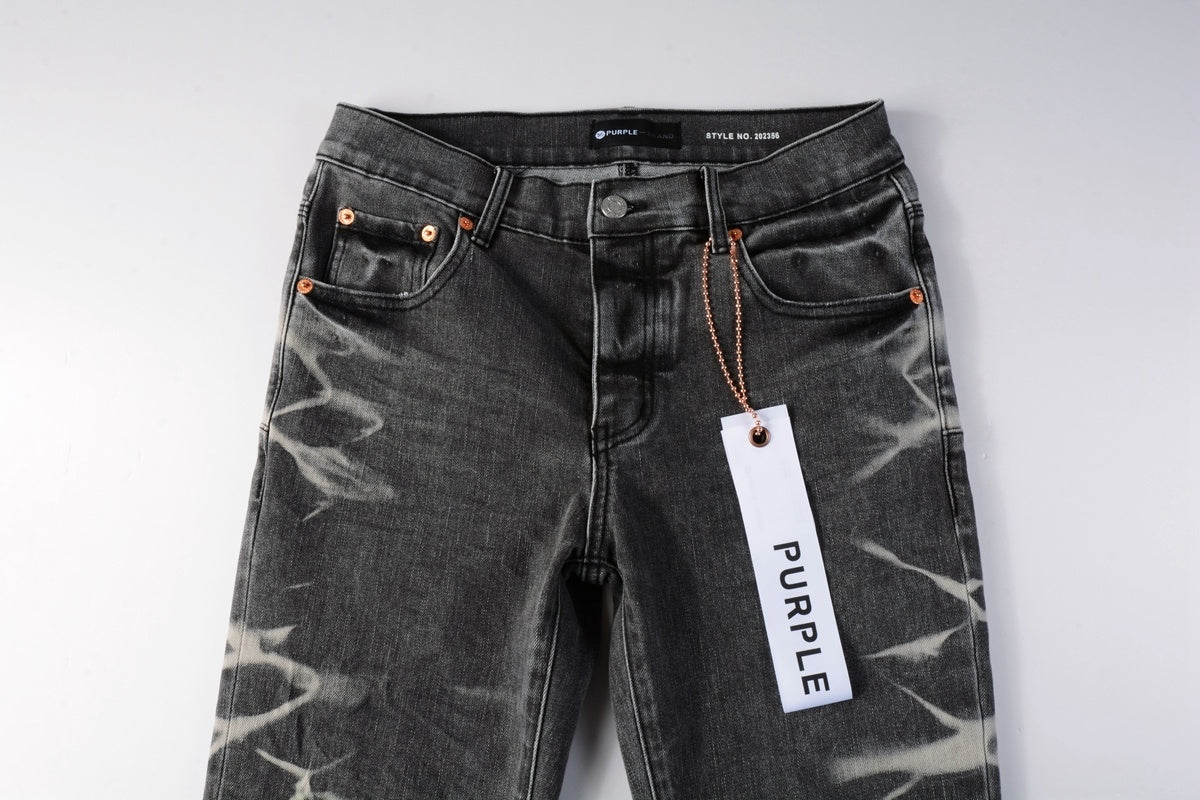 Men's Slim Fit Distressed Gray Stretch Ripped Jeans