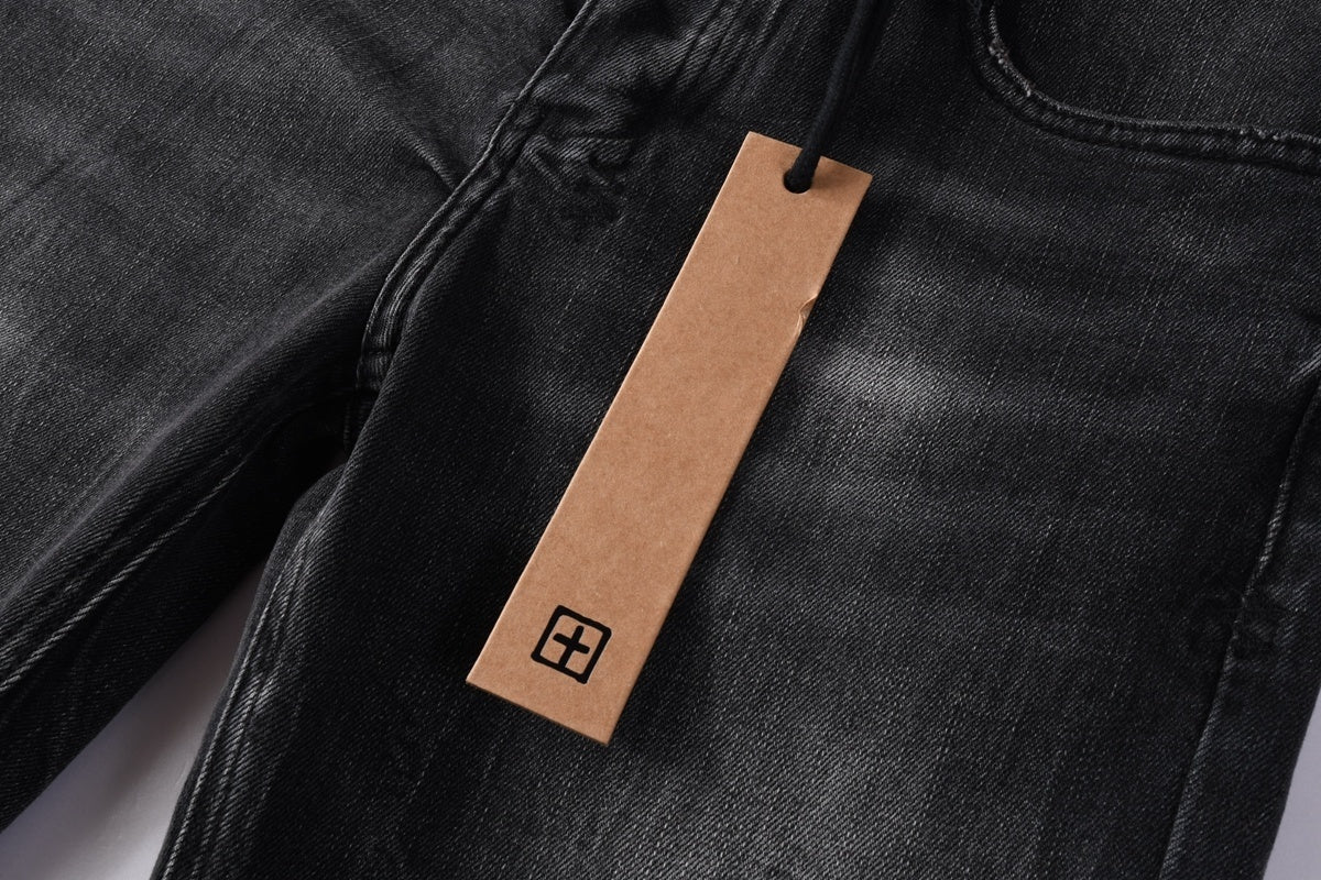 Men’s Black Washed Skinny Jeans - Knee Ripped Streetwear Denim