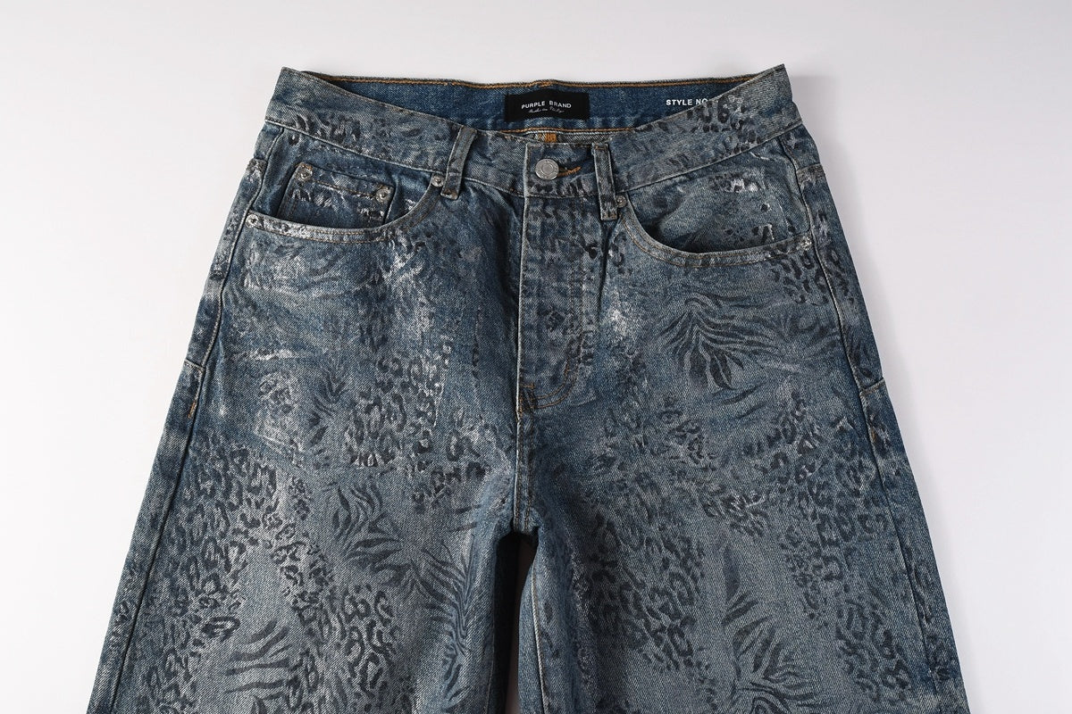 Men's Baggy Denim Jeans with Ripped Detailing, Stretch Fit & Wide Leg Design