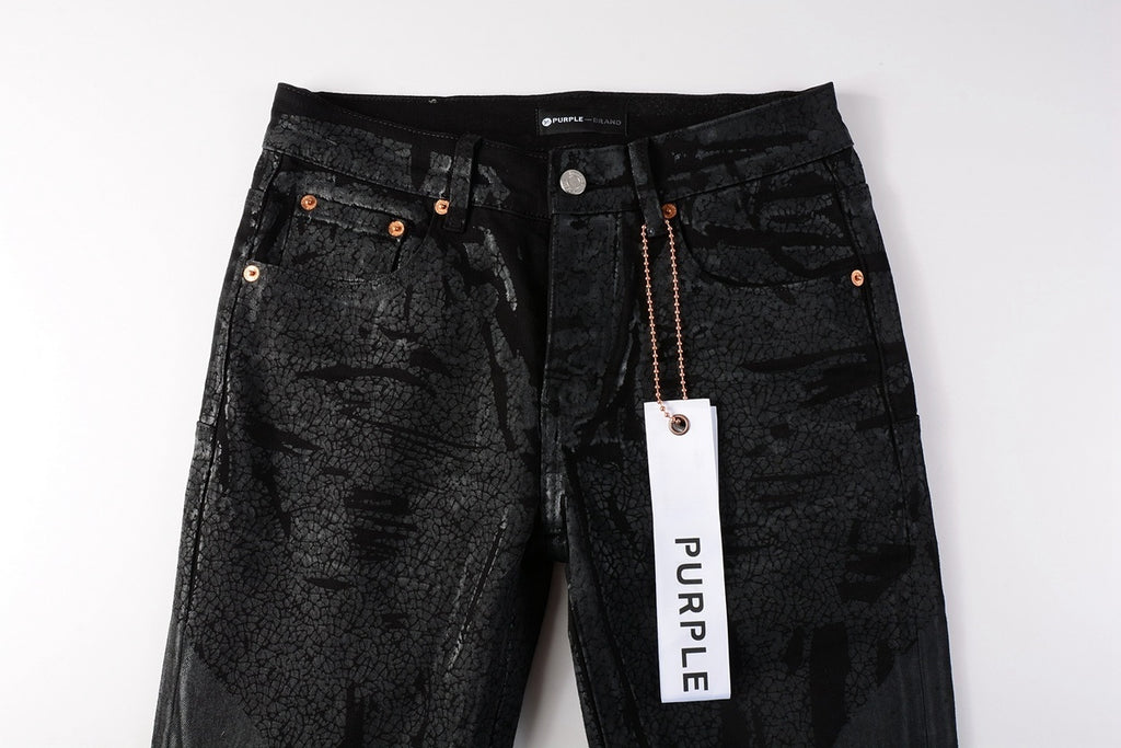 Men's High Street Distressed Black Stretch Slim Fit Ripped Jeans