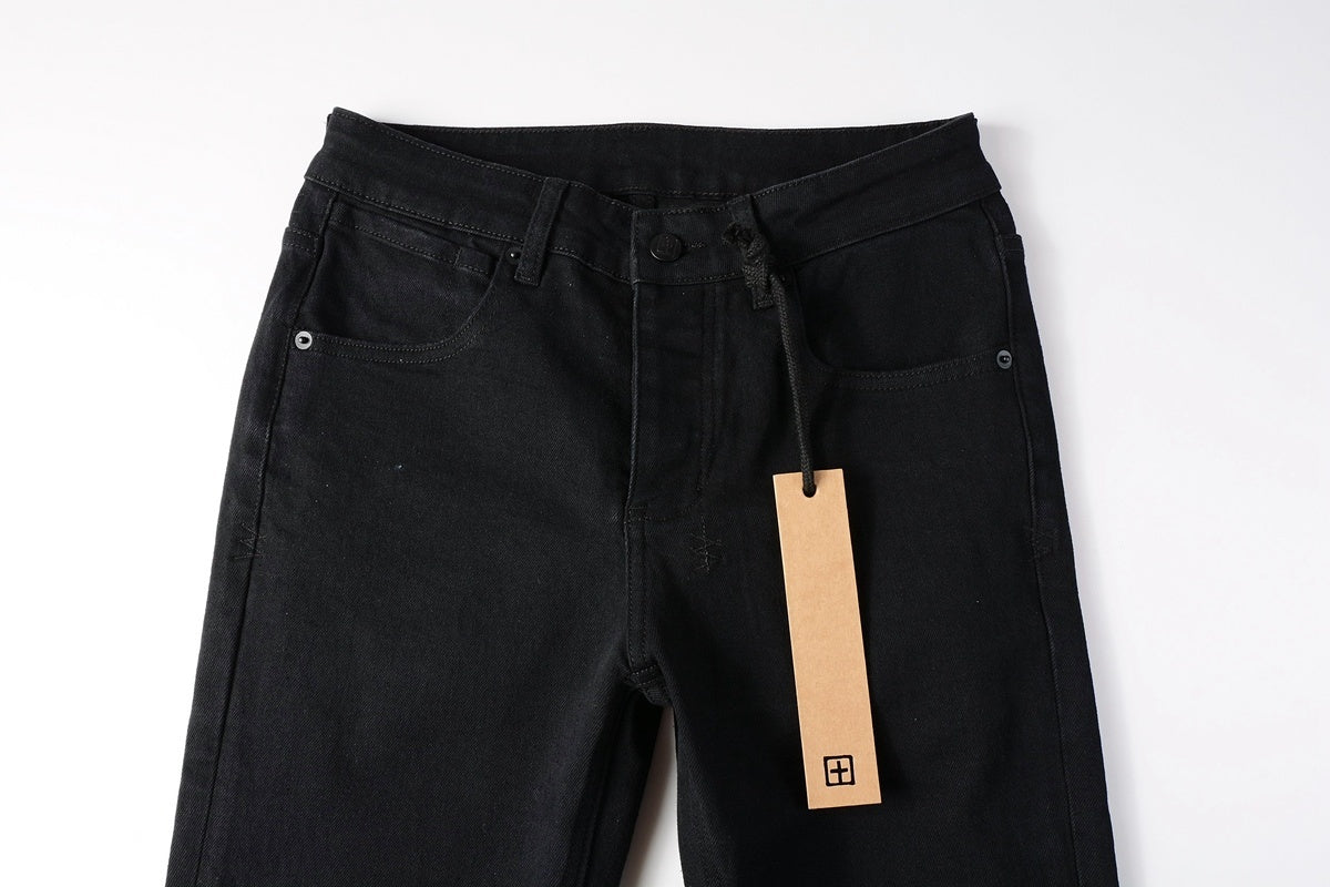 Men's Solid Black Slim-Fit Stretch Jeans - Premium Denim Pants