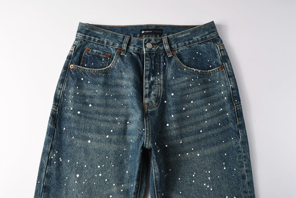 Distressed Blue Baggy Graffiti Loose Ripped Jeans | Trendy Streetwear Denim