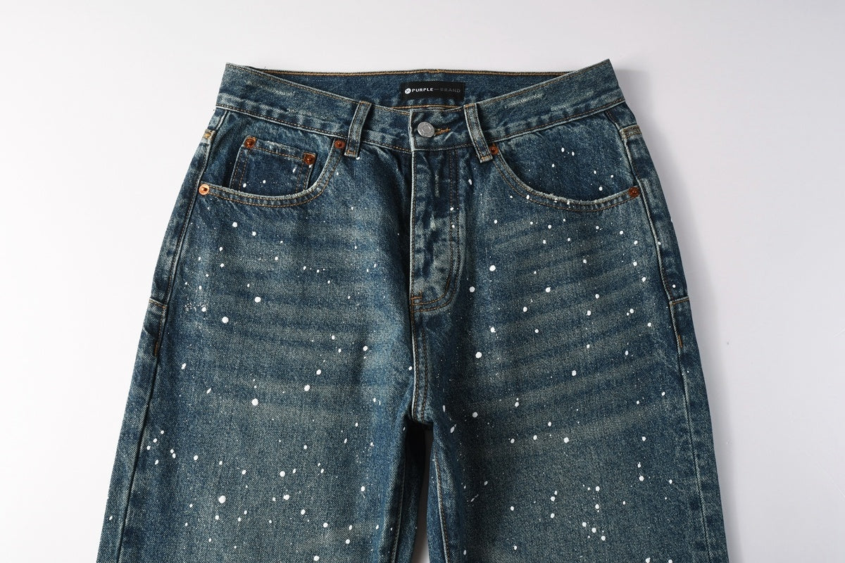 Distressed Blue Baggy Graffiti Loose Ripped Jeans | Trendy Streetwear Denim