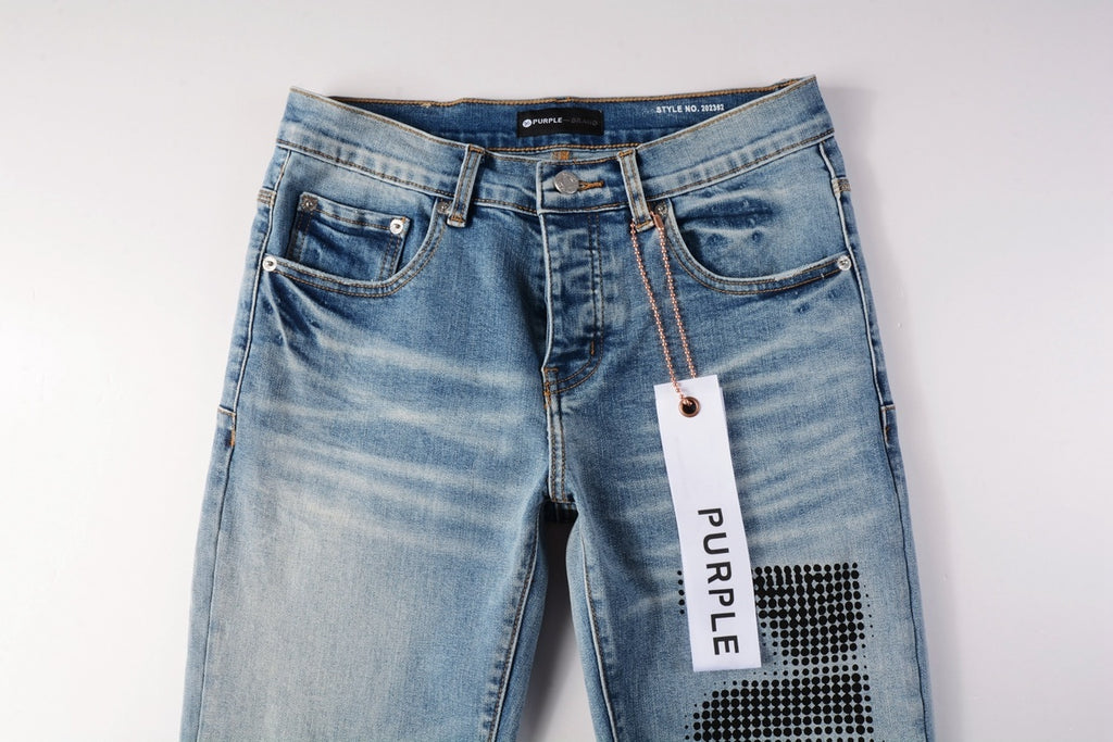 Men's Slim Fit High Street Distressed Blue Stretch Ripped Jeans