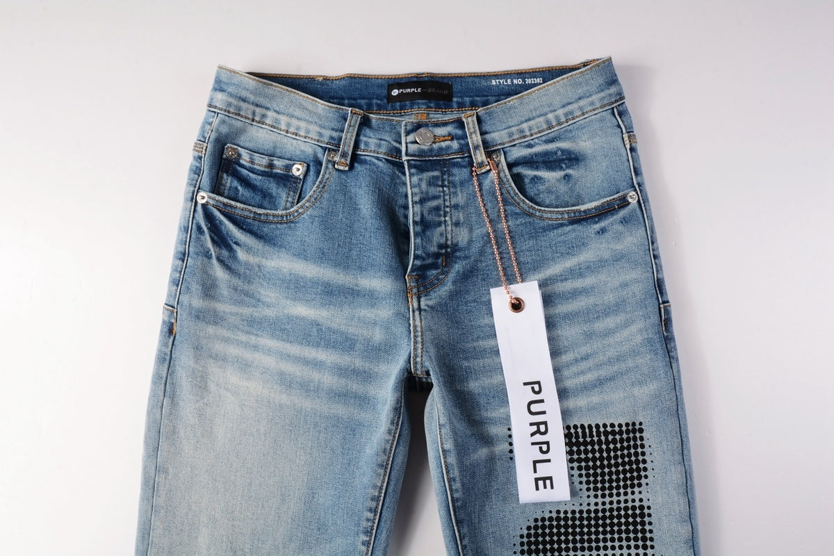 Men's Slim Fit High Street Distressed Blue Stretch Ripped Jeans