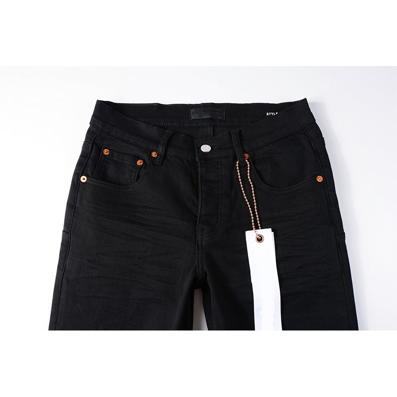 Men's Distressed Slim Fit Black Ripped Jeans
