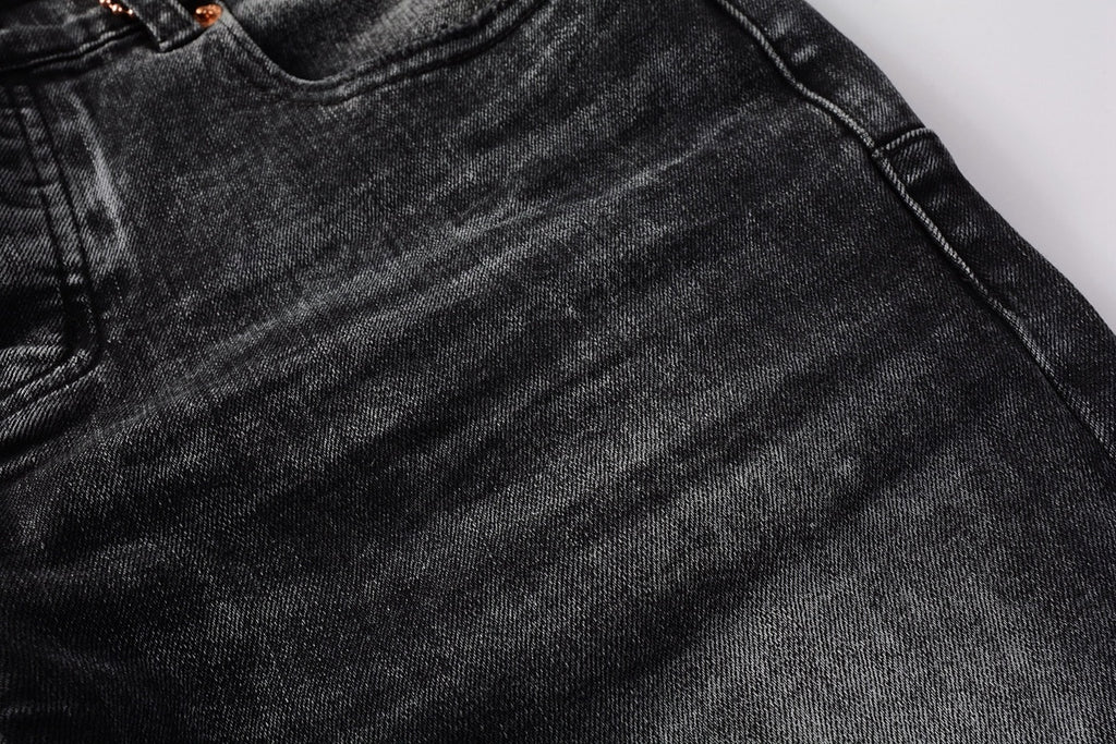 Men's High Street Distressed Black Gray Simple Stretch Slim Fit Ripped Jeans