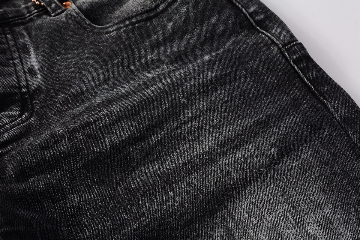 Men's High Street Distressed Black Gray Simple Stretch Slim Fit Ripped Jeans