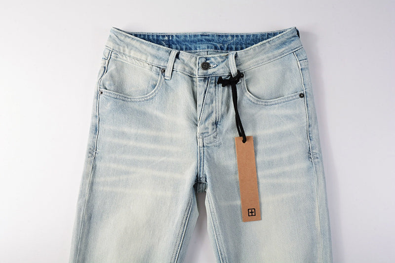 Men’s Light Wash Distressed Skinny Jeans - Streetwear Denim