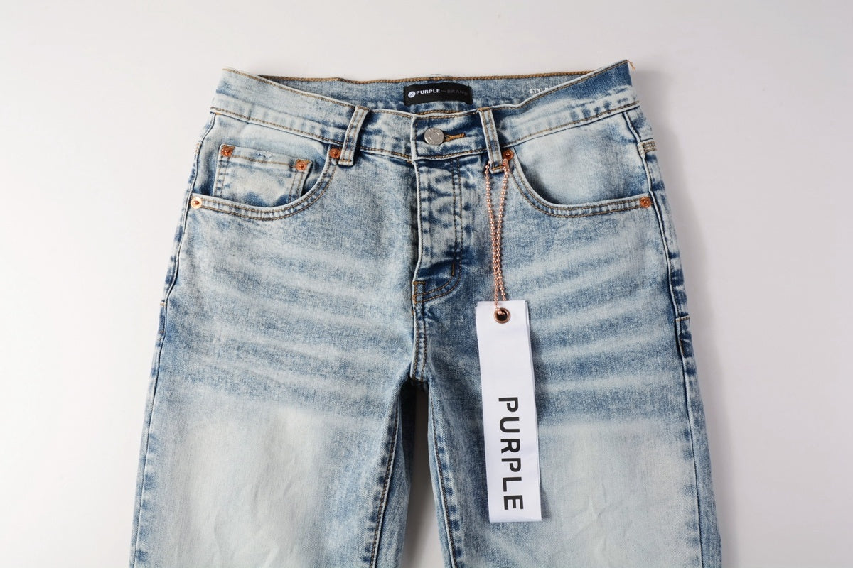 Men's High Street Slim Fit Distressed Blue Stretch Ripped Jeans