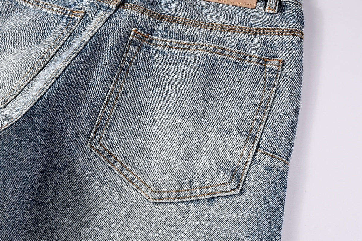 Men's & Women's Distressed Blue Baggy Jeans with Graffiti Design & Stretch Fit