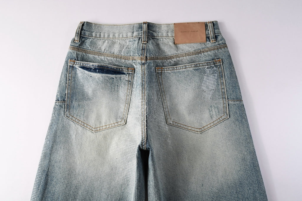 High-Quality Distressed Blue Wide Leg Jeans for Men & Women with Loose Fit & Stretch Denim