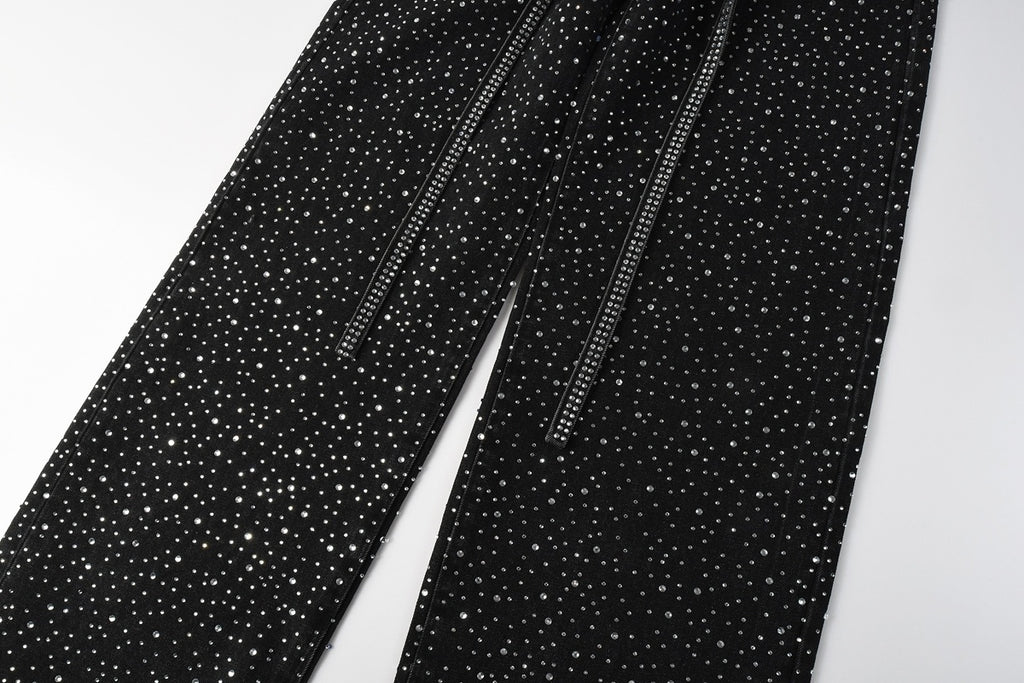 Black Baggy Jeans with Rhinestones & Loose Fit - Purple Brand