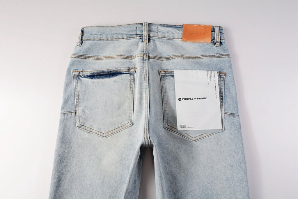 Men’s Slim Fit Light Blue Distressed Stretch Denim