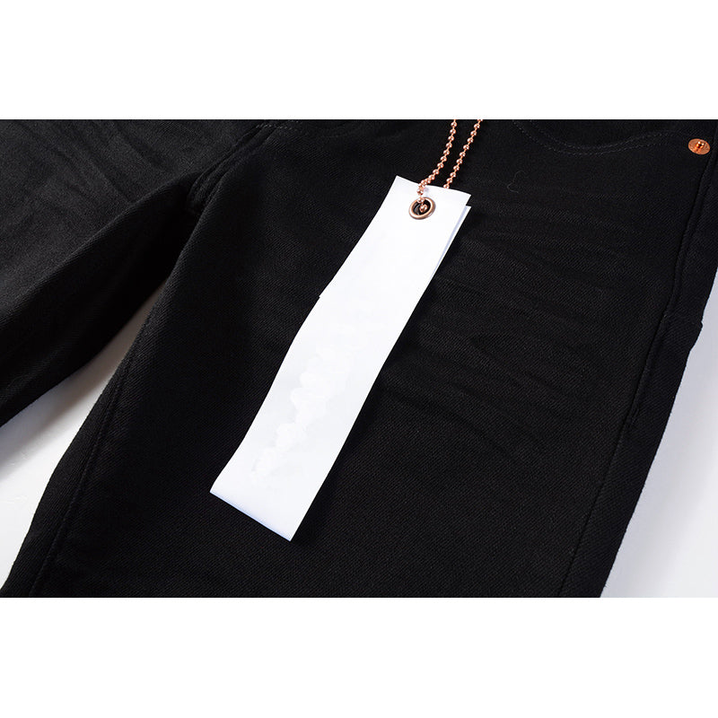 Men's Distressed Slim Fit Black Ripped Jeans