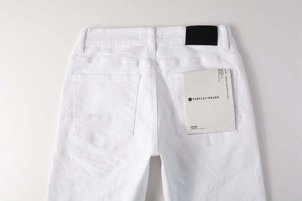 Men’s White Slim Fit Ripped Street Style Distressed Denim Jeans