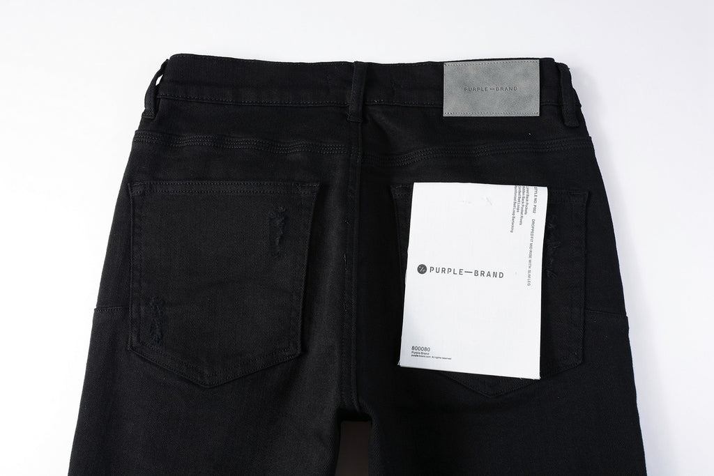 Slim Fit Street Style Denim Black Ripped Jeans For Men