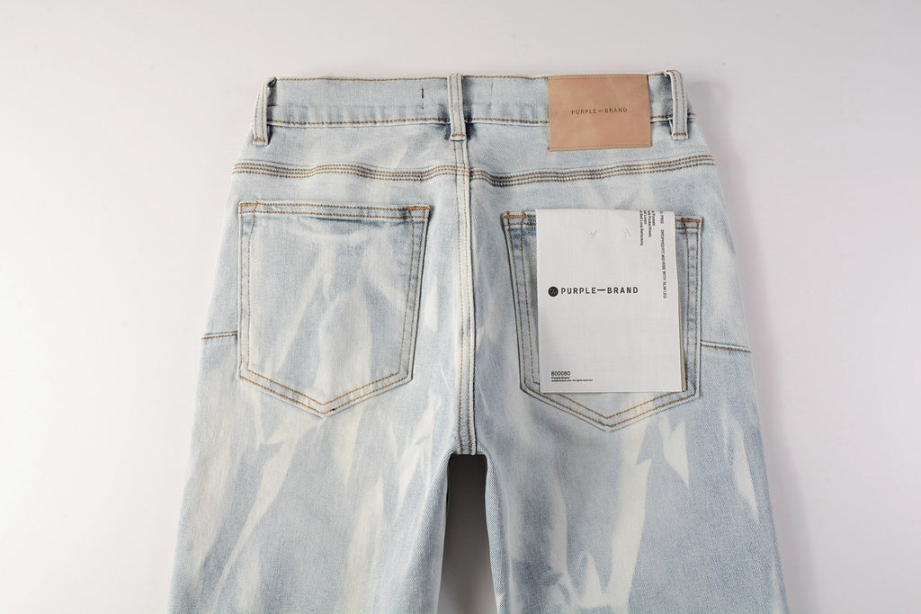 Men's High Street Distressed Washed Light Blue Stretch Slim Fit Ripped Jeans