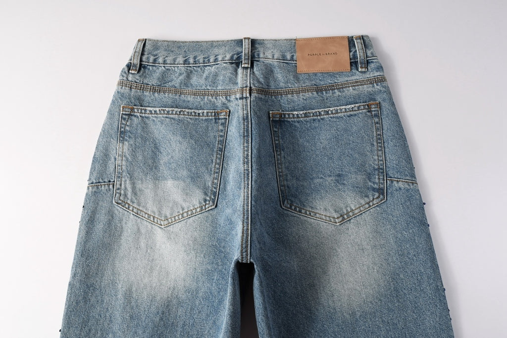 Distressed Blue Baggy Rhinestones Loose Ripped Jeans | Trendy Street Style Denim