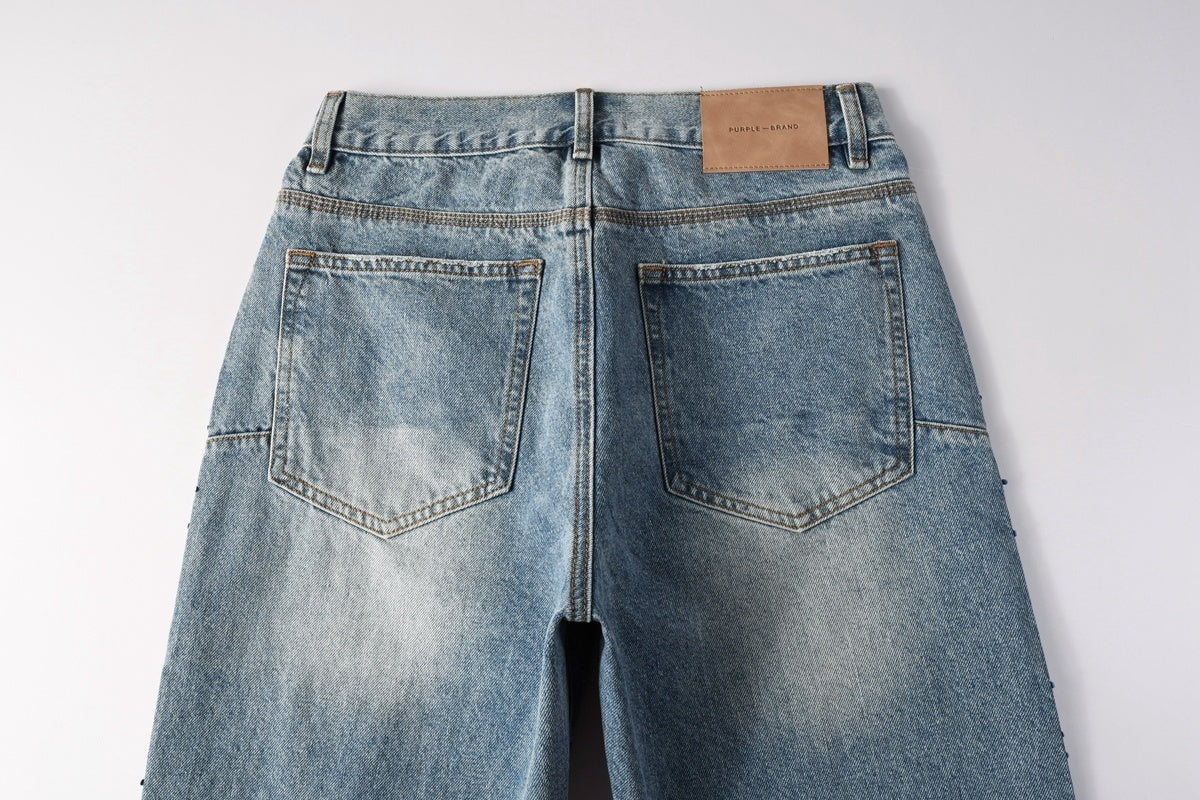 Distressed Blue Baggy Rhinestones Loose Ripped Jeans | Trendy Street Style Denim