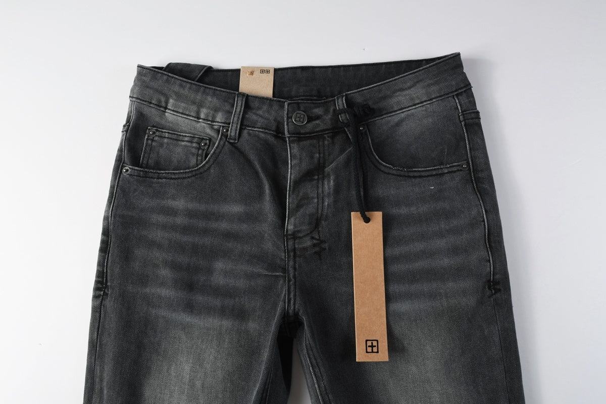 Men's Ksubi-Style Black Distressed Rhinestone Skinny Jeans